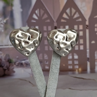 Dövme Plaka Mat Silver Kalp Küpe