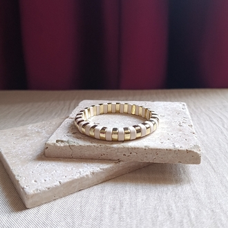 Bej-Gold Lastikli Seramik Bileklik