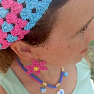 El Örgüsü Turkuaz Fuşya Bandana