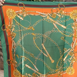 Gold Kemer Detaylı Yeşil Fular