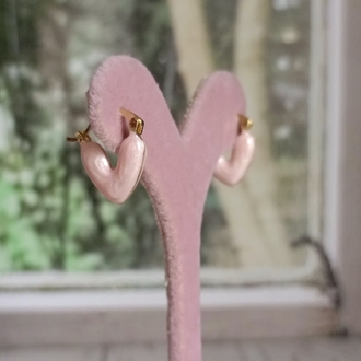 Pembe Mineli Kalp Küpe