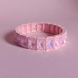 Pembe Kristal Taşlı Lastikli Bileklik