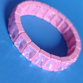 Pembe Kristal Taşlı Lastikli Bileklik