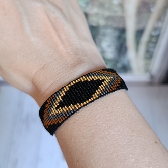 Siyah-Bakır-Gold Blok Miyuki Bileklik