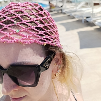 Açık Pembe File Bere