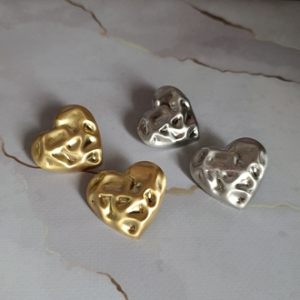 Dövme Plaka Mat Silver Kalp Küpe
