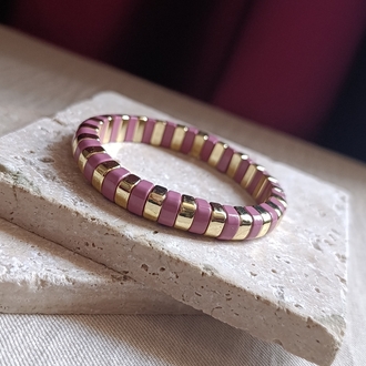 Pembe-Gold Lastikli Seramik Bileklik