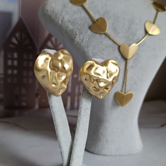 Dövme Plaka Mat Gold Kalp Küpe