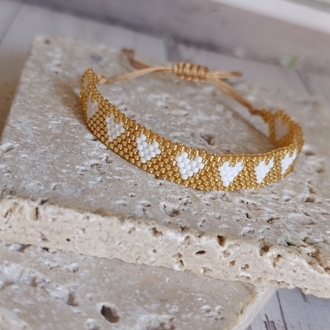 Beyaz Kalpli Gold Miyuki Bileklik