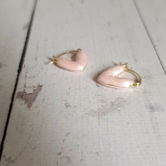 Pembe Mineli Kalp Küpe