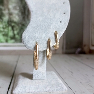 Gold Oval Formlu Üçlü Halka Küpe Seti