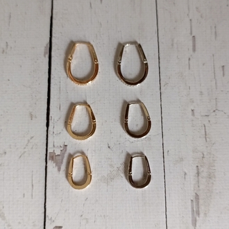 Gold Oval Formlu Üçlü Halka Küpe Seti