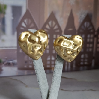 Dövme Plaka Mat Gold Kalp Küpe