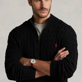 RL Half-Zip %100 Cotton Knitwear Siyah