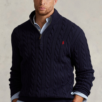 RL Lacivert Half -Zip %100 Cotton 