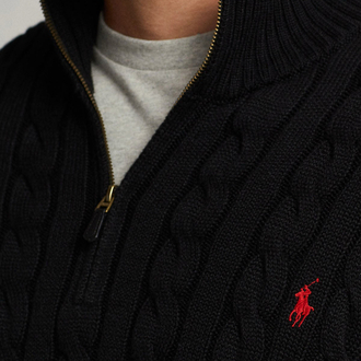 RL Half-Zip %100 Cotton Knitwear Siyah