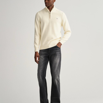 Gant Beyaz Half-Zip %100 Cotton Knitwear 