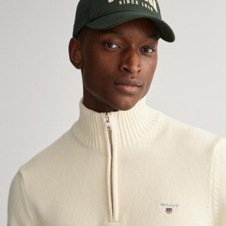 Gant Beyaz Half-Zip %100 Cotton Knitwear 