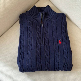 RL Lacivert Half -Zip %100 Cotton 