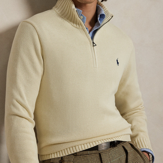RL  Beyaz Half-Zip %100 Cotton 