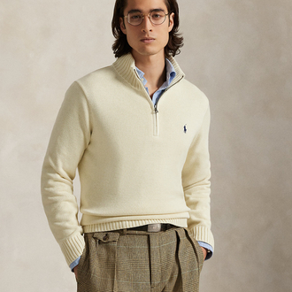 RL  Beyaz Half-Zip %100 Cotton 
