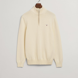 Gant Beyaz Half-Zip %100 Cotton Knitwear 