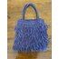 Lacivert püsküllü raffia çanta. 