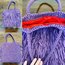 mor püsküllü raffia omuz çantası