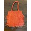 Nar çiçeği püsküllü raffia çanta