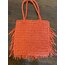 Nar çiçeği püsküllü raffia çanta