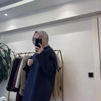 Kaşe Dokulu Oversize Kazak