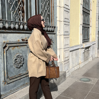 Kaşe Dokulu Oversize Kazak