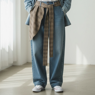 Belted Plaid Waist Piece