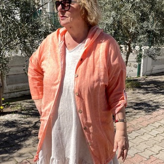Kapşonlu Pembe Sırtı Flamingo Desenli Mont