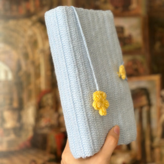 Mavi Sarı Çiçekli Kitap Kılıfı