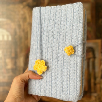 Mavi Sarı Çiçekli Kitap Kılıfı
