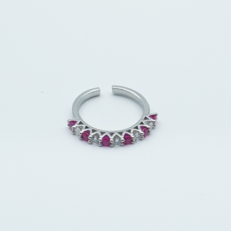 Renkli Taşlı Minimal Eklem Yüzüğü (Pembe & Yeşil)