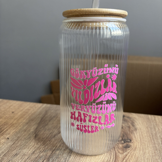 Bambu kapaklı bardak- pembe
