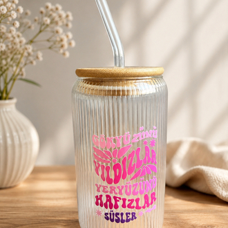 Bambu kapaklı bardak- pembe