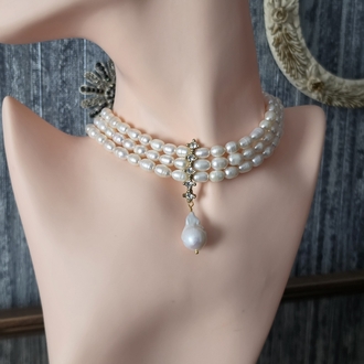 Gerçek inci Choker kolye