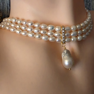 Gerçek İnci Choker Kolye(Küpe Fiyata Dahil Değildir)