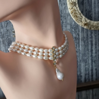 Gerçek inci Choker kolye
