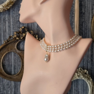 Gerçek İnci Choker Kolye(Küpe Fiyata Dahil Değildir)