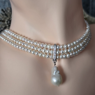 Gerçek İnci Choker Kolye 