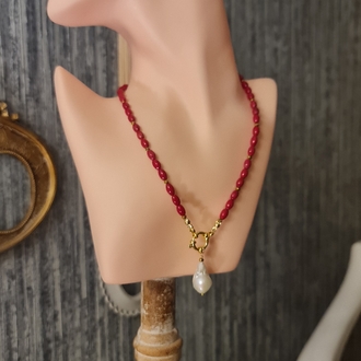 Gerçek Barok İnci ve Mercan Kolye