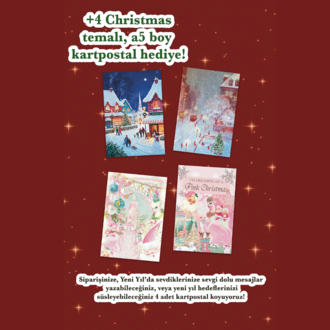 Christmas 5'li Aesthetic Sticker Seti (125+ adet) 4 adet Yeni Yıl Kartpostal Hediyeli Journal