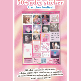 Olumlama ve Melek Numaralı Aura Sticker Seti 2'li, 50+ adet) Divine Feminine, Journal ve Defte