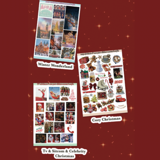 Christmas 5'li Aesthetic Sticker Seti (125+ adet) 4 adet Yeni Yıl Kartpostal Hediyeli Journal