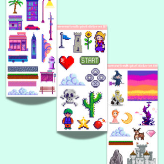 Pixel Sticker Set - 205+ Adet Çıkartma - Scrapbook, Ajanda