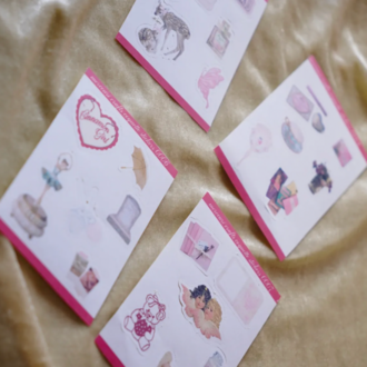 4'lü Sticker 25 Adet Soft Coquette Lana Del Rey Pembe Estetik Sticker Etiket Planner Ajanda Lap
